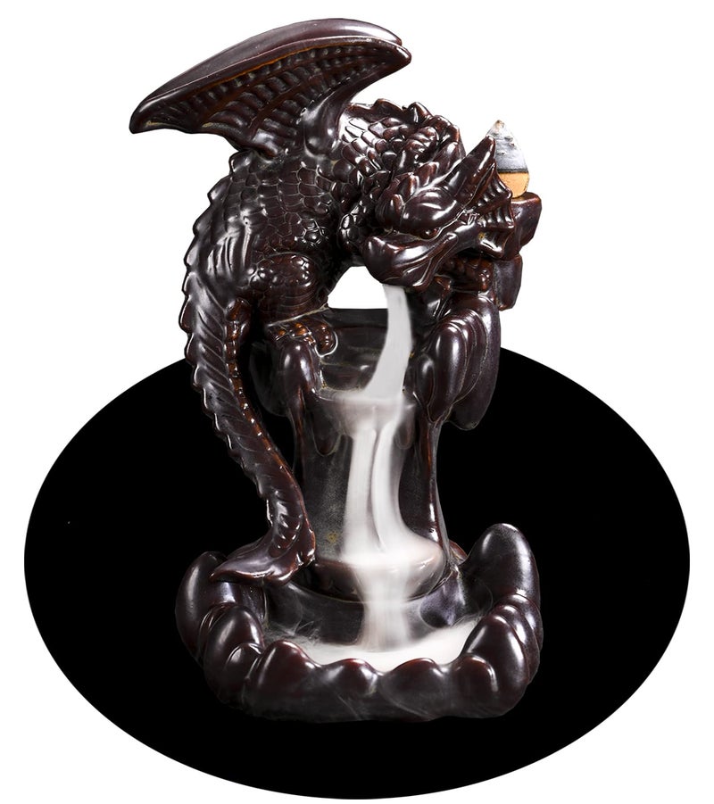 OTDCGI Dragon Backflow Incense Burner, Waterfall Incense Holder Ornamen Statue Fountain Home Decor - Image 1